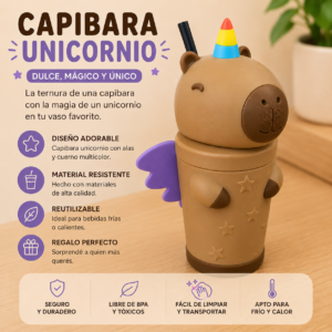 ART.04.VASO ANIMADOS CAPIBARA UNICORNIO