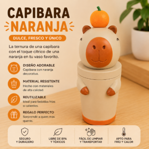 ART.07.VASO ANIMADOS CAPIBARA NARANJA