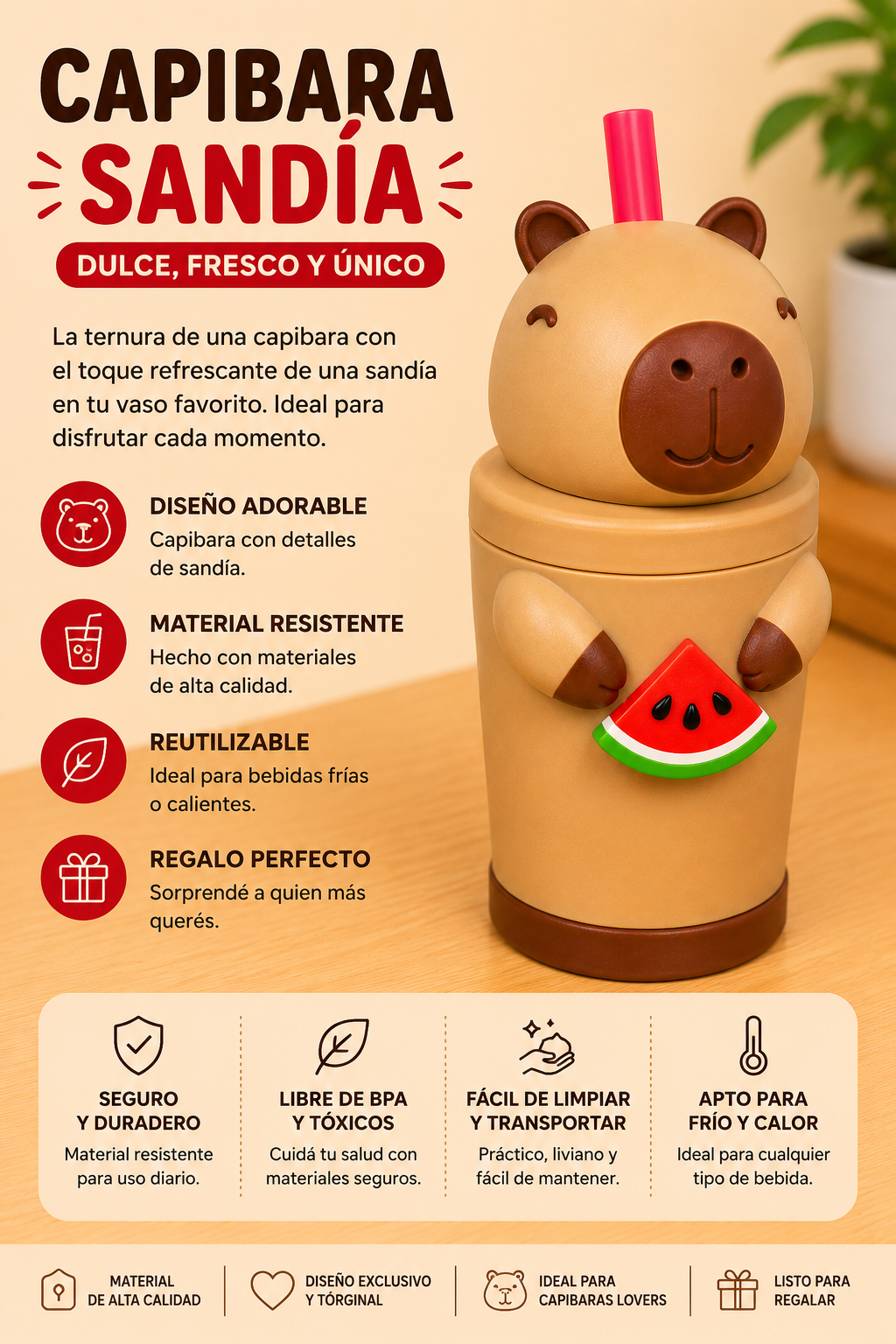 ART.11.VASO ANIMADOS CAPIBARA SANDIA