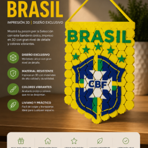 ART.04.DECORACION BANDERIN CONFEDERACIÓN BRASILEÑA DE FUTBOL (21 CM)