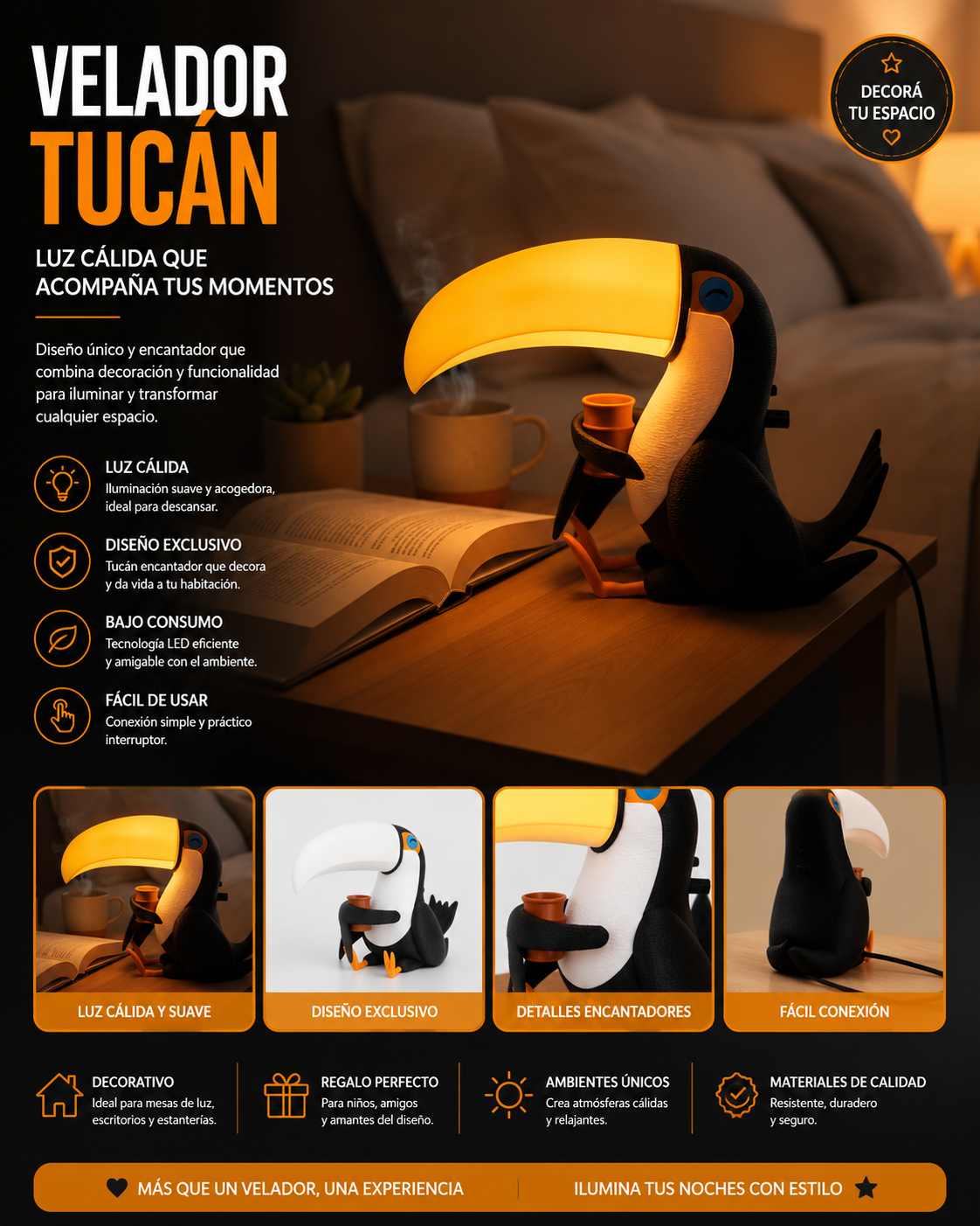 ART.12.VELADOR TUCAN (16 CM)