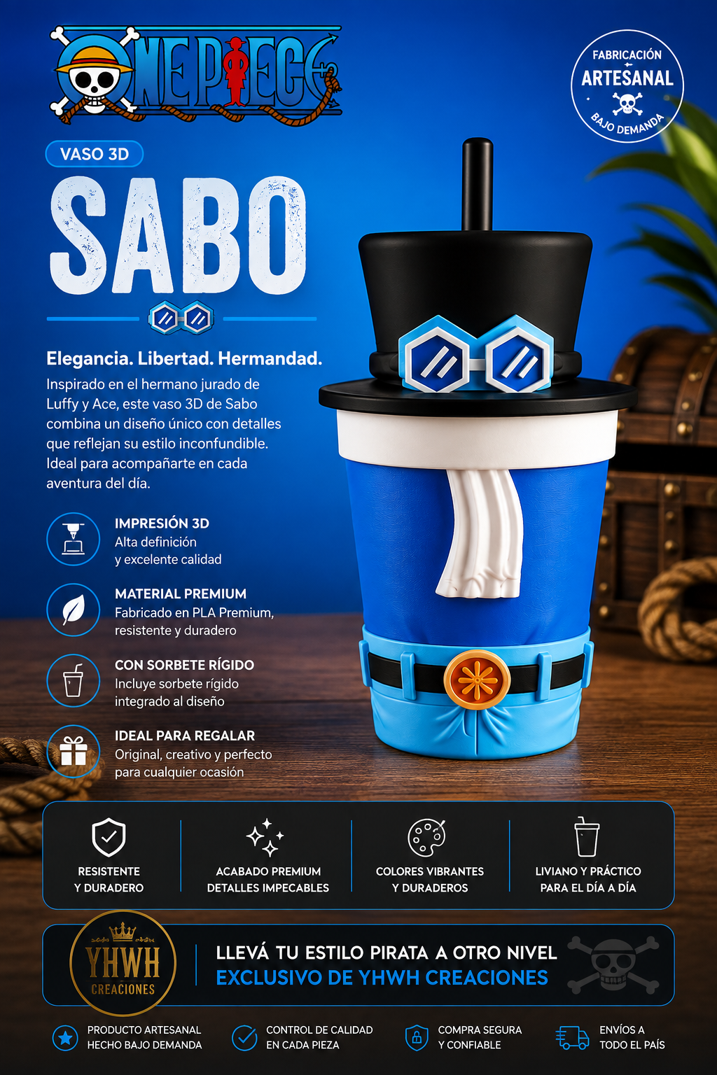ART.20.VASO ANIMADO SABO ONE PIECE