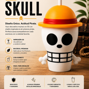 ART.21.VASO ANIMADO SKULL ONE PIECE