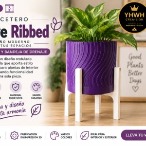 ART.09.MACETERO WAVE RIBBED (10 cm x 10 cm x 8 cm alto)