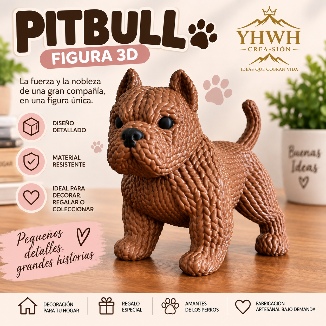 ART.20.TEJIDO ANIMAL PERRO PITBULL (6,5 cm alto)