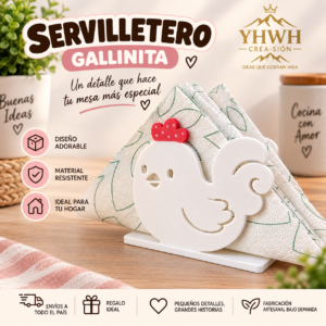 ART.25.DECORACION SERVILLETERO GALLINITA (10cm ALTO)
