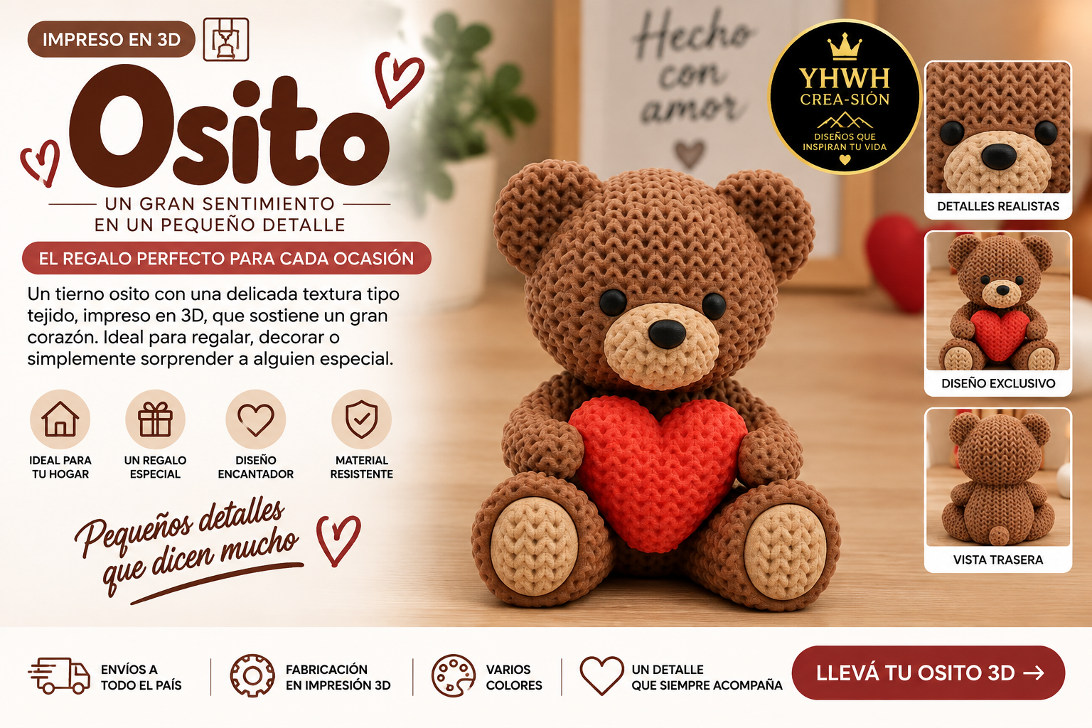 ART.17.TEJIDOS ANIMALES OSO (6 cm)